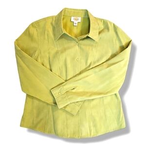 Talbots Light Green Long-Sleeve Button-Down Faux Seude Top - Size Large